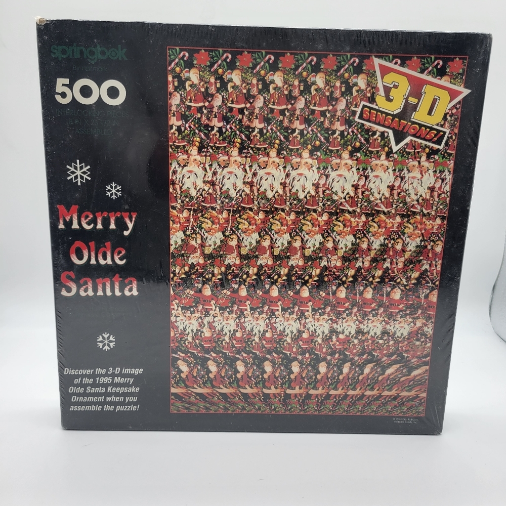 Merry Olde Santa 3-D Sensations 500 Piece Puzzle.  Vintage